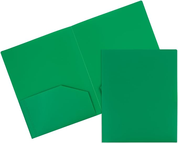 JAM PAPER Heavy Duty Plastic 2 Pocket Extra Tough School Folders - Assorted Primary Colors - 6/Pack
