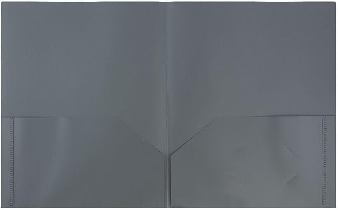 JAM PAPER Plastic 2 Pocket POP Folders - Durable School Folders - Grey - 3/Pack
