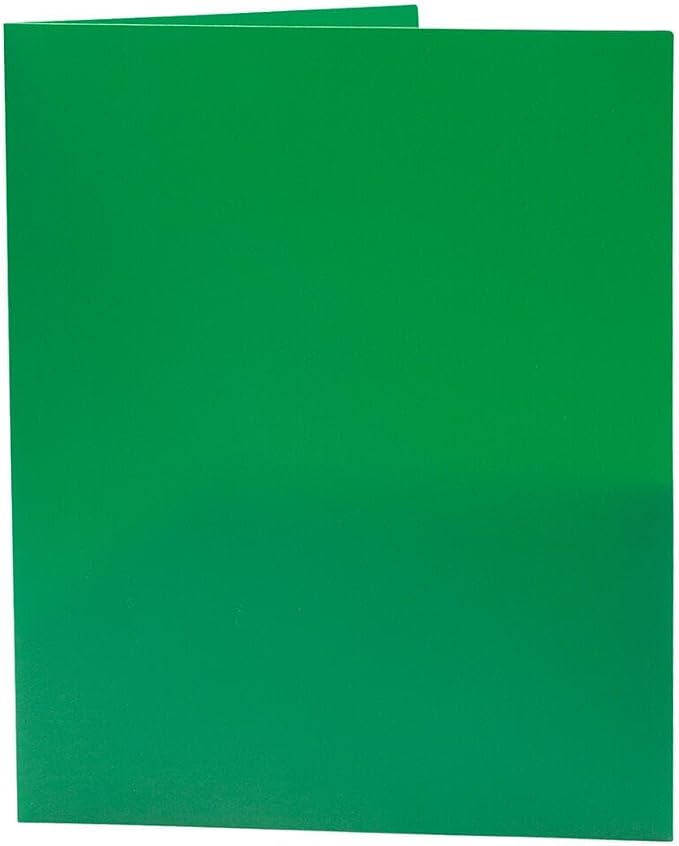 JAM PAPER Plastic 2 Pocket POP Folders - Durable School Folders - Green - 3/Pack