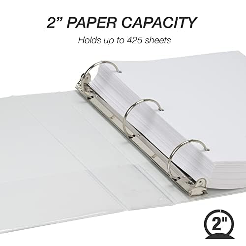 Samsill 2 Inch 3 Ring Binders, Economy Round Ring, Clear View Cover, 425 Sheet Capacity - for School, Home, Office - Assorted, 4 Pack