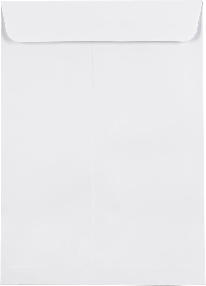JAM PAPER 7 1/2 x 10 1/2 Open End Commercial Envelopes with Peel and Seal Closure - White - Bulk 250/Box