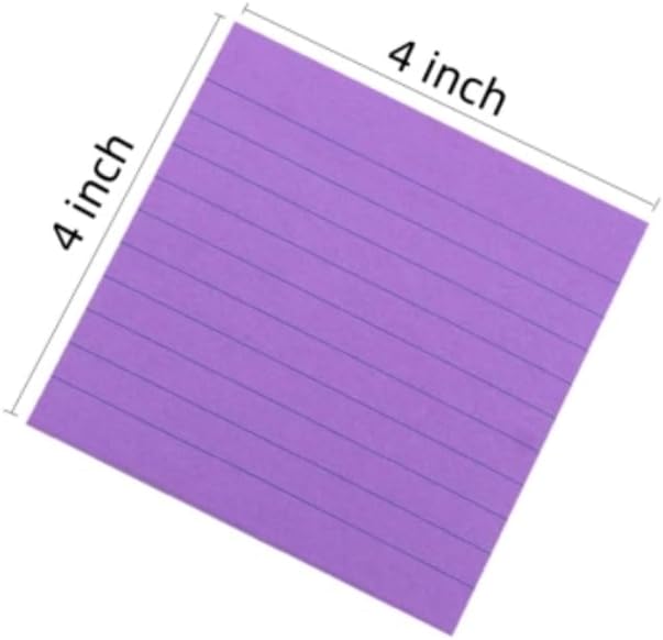 Early Buy Lined Sticky Notes 4x4 in, 6 Bright Colors, 6 Pads, 60 Sheets/Pad | self-stick repositionable design, great for lists, memos, and daily organization