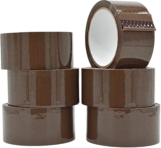 6 Rolls Carton Shipping Box Sealing Packing Tape, 3" x 110 Yards 330' Ft, Heavy Duty Tape, Designed for Office, Home or Commercial Use (6 Rolls / 3" Wide (Tan))