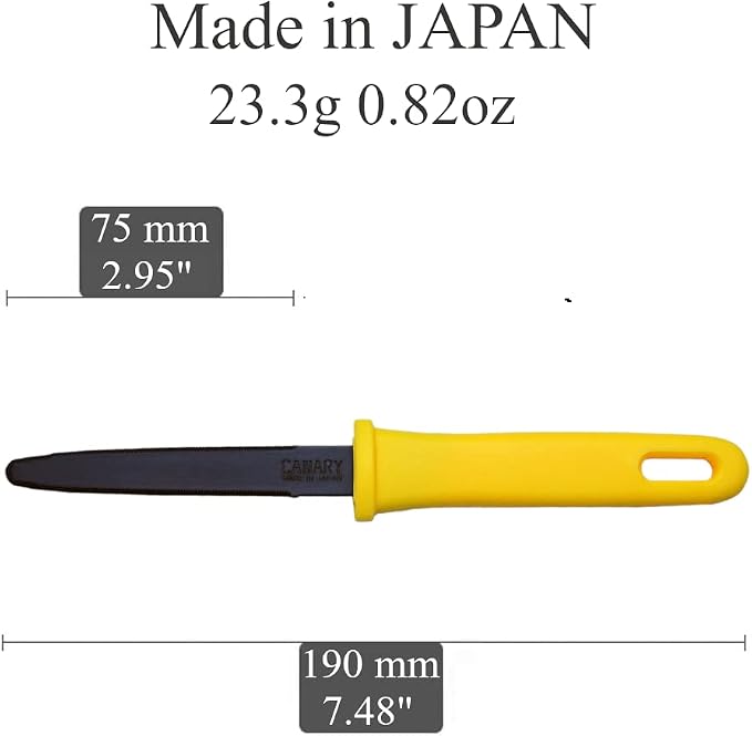 CANARY Cardboard Cutter with Non-Stick Coated Blade - 7.5" Box Cutter Utility Knife for Breaking Down Boxes & Opening Packages - Made in Japan, Yellow