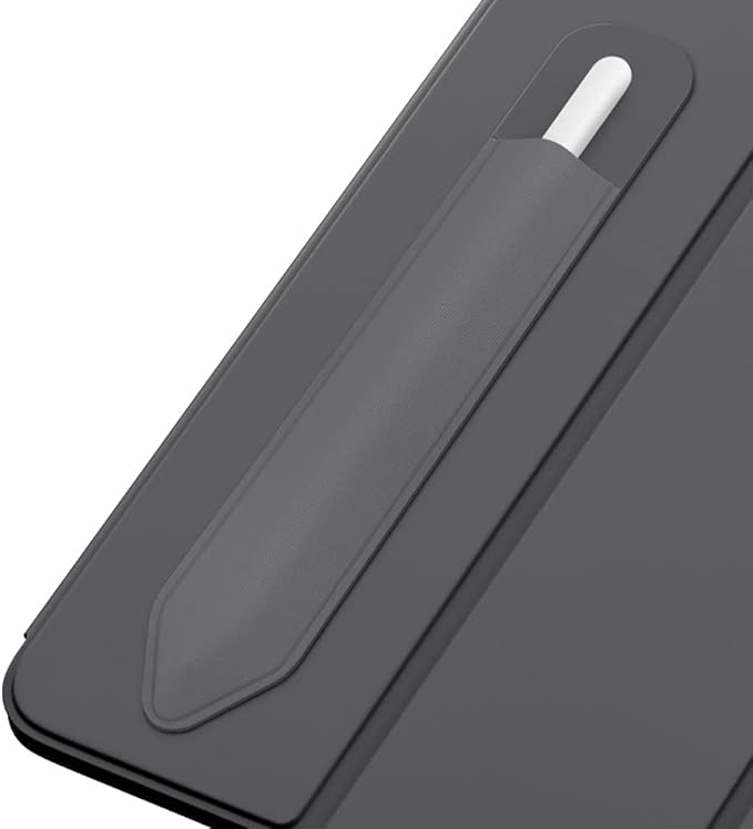 MoKo Adhesive Pencil Case Holder Sticker for Apple Pencil, Dark Grey | Elastic Adhesive Stylus Case for iPad Case Compatible with Similar Stylus Models
