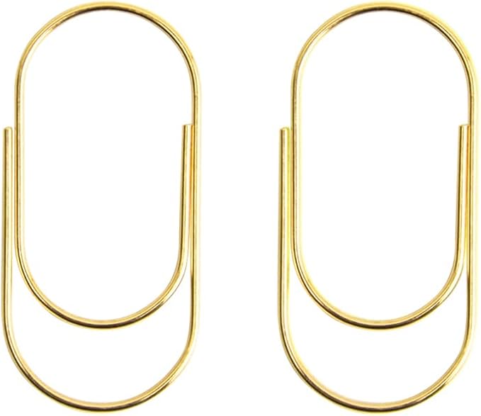 Gold Jumbo Big Paper Clips, 20pcs Oversized Gold Paperclips 50mm/2 inch Non Skid Smooth Finish Steel Wire Office Supply Accessories