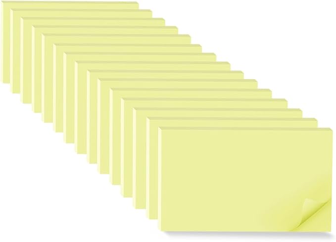 (15 Pads) Sticky Notes 3x5 in,Light Yellow Notepads,Stickies,Memo Note Pad | Super Sticking Power,Strong Adhesive,Post on Windows Doors,Office School,Recyclable,Easy to Write on,Hold Well