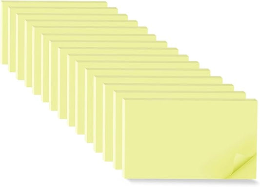 (15 Pads) Sticky Notes 3x5 in,Light Yellow Notepads,Stickies,Memo Note Pad | Super Sticking Power,Strong Adhesive,Post on Windows Doors,Office School,Recyclable,Easy to Write on,Hold Well