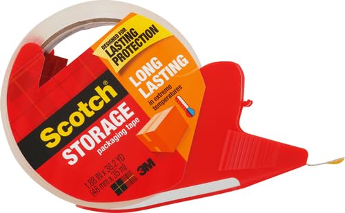 Scotch Long Lasting Storage Shipping Packaging Tape, 1.88" x 38.2 yd, 1 Roll with Dispenser (3650S-RD-ESF) (Pack of 2)