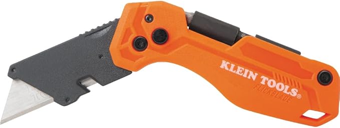 Klein Tools 44304 Folding FLICKBLADE Utility Knife, Compact, Removable Impact Driver, 1/4-Inch Nut Driver and #2 Phillips Bit