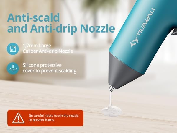 Tilswall Cordless Hot Glue Gun, 30s Fast Preheating, Rechargeable | Hot Melt Glue Gun with Smart Power-Off, 20pcs Premius Glue Sticks, USB-C Inputs Ideal for DIY Craft, Home Repaire W106 Blue
