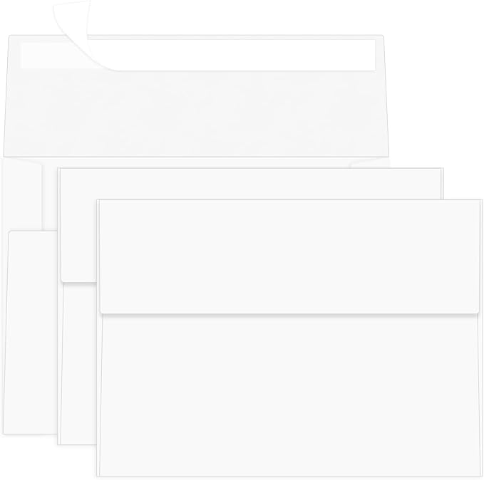 5x7 Envelopes For Invitation(200, White, A7) | A7 Envelope,200 pack 5x7 card Envelopes Self Seal,for weddings, greeting cards,baby shower,photos,birthday