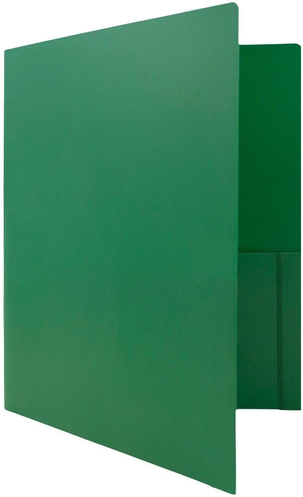 JAM PAPER Heavy Duty Plastic 2 Pocket Extra Tough School Folders - Green - 12/Pack