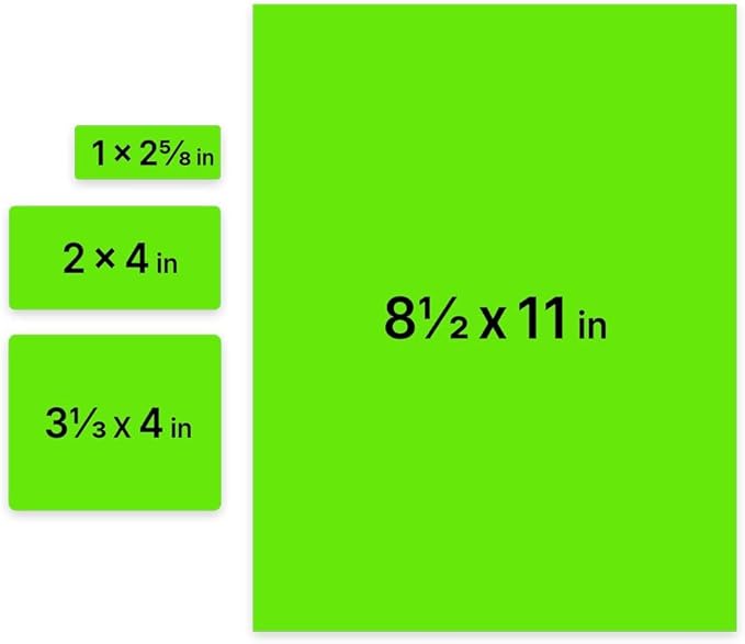 JAM PAPER Shipping & Mailing Address Labels - Multi Size Assortment - Neon Green - 370/Pack