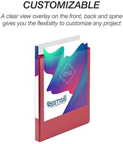 Samsill 8 Pack Durable 0.5 Inch 3 Ring Binders, Round Ring, Clear View Cover for Presentations, Red
