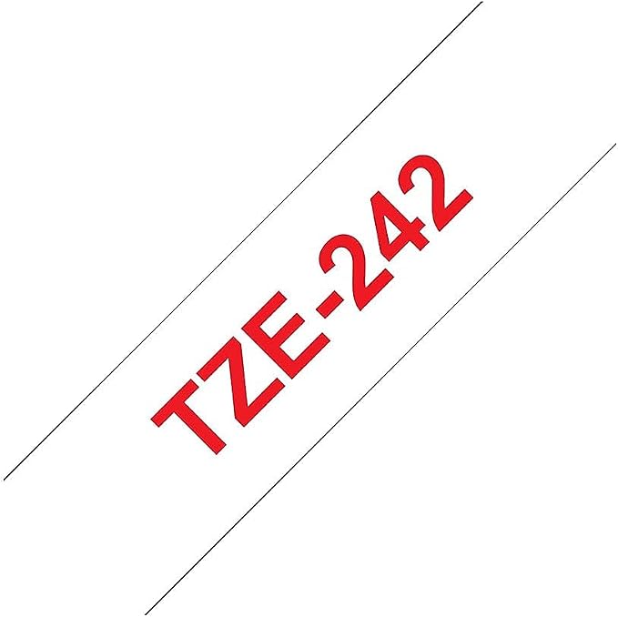 Brother Genuine P-Touch TZE-242 Tape, 18mm (0.7 " ) Standard Laminated P-Touch Tape, Red on White, Laminated for Indoor or Outdoor Use, Water-Resistant, 26.2 ft (8 m), Single-Pack