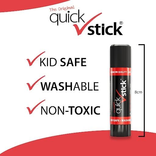 Glue Sticks Original Glue Sticks, Quality Adhesive Gluestick, Ideal Strong-Hold for Paper, Card, Textiles, Crafting Glue, Scrapbooking, Office & School Supplies (9g - Pack of 5)