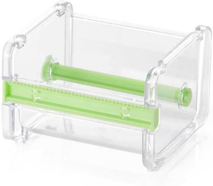 Leoyoubei Transparent Desktop Tape Machine, Mini Tape Storage Box, Double Zigzag Office/School/Family Tape Separator (Green)