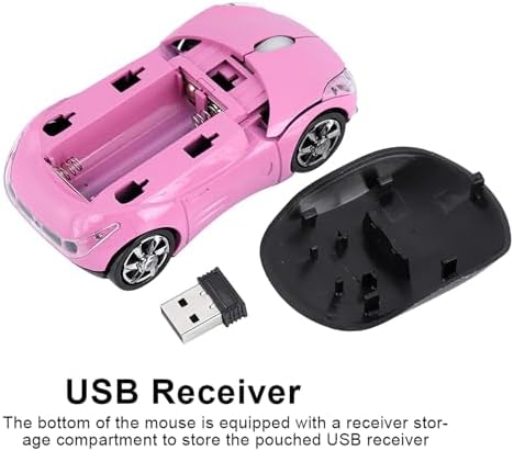 Wireless Mouse 1600DPI 2.4GHz, Slim Portable Computer Mouse with USB Receiver for Laptop PC Mac Office Home Gaming, 3-Button Ergonomic Design (Pink)