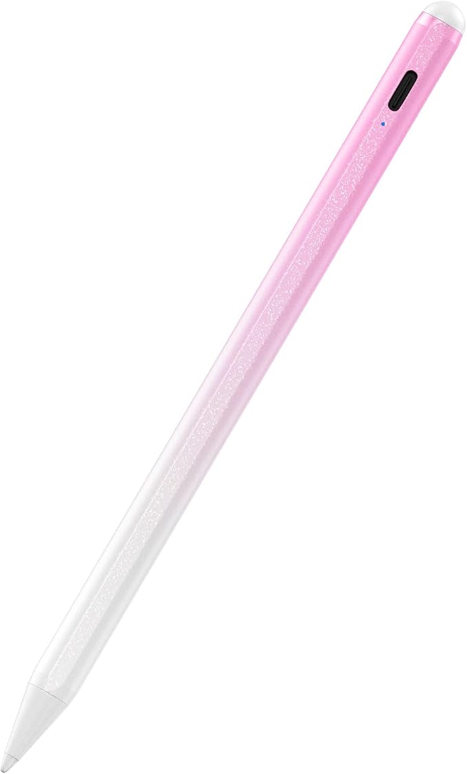 Stylus Pen for iPad 6th-11th Generation-2X Fast Charge Active Pencil Compatible with 2018-2026 Apple iPad Pro 11"/12.9"/M4, iPad Air 3/4/5/M2/M3/M4,iPad mini 5/6/7 Gen-Gradient White Pink | Tilt Sensitivity, USB-C Charge, Compatible with 2018-2026 Appl...