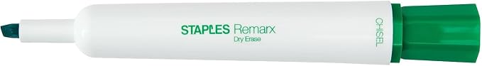STAPLES Remarx Dry Erase Markers, Broad Tip, Green, 12-Pack | Bold whiteboard markers for offices, schools, and planning boards.