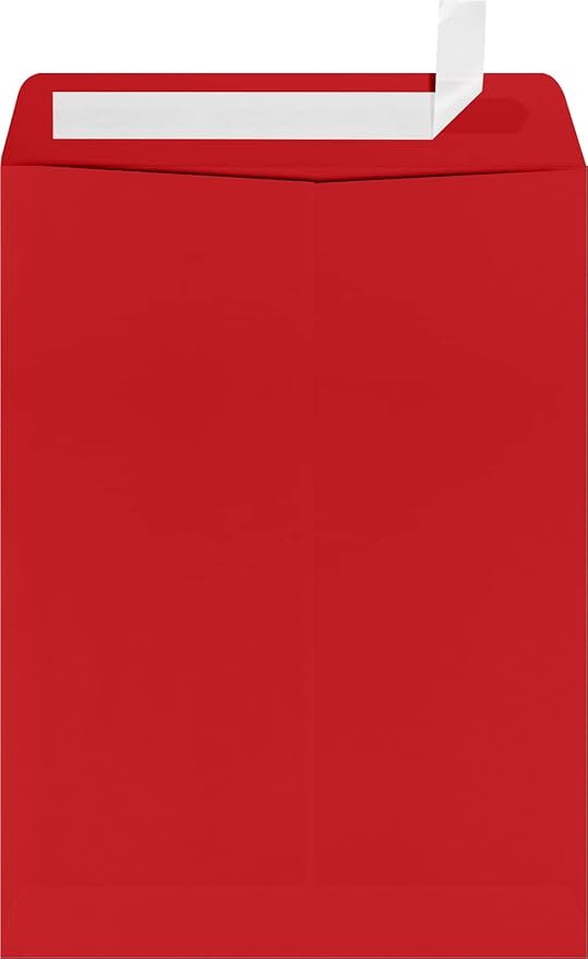 LUXPaper 9 x 12 Open End Envelopes | Peel & Press | Ruby Red | 80lb. Text | 500 Qty