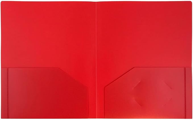 JAM PAPER Heavy Duty Plastic 2 Pocket Extra Tough School Folders - Red - 6/Pack