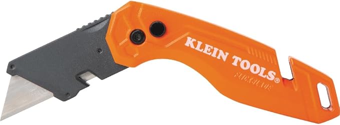 Klein Tools 44303 FLICKBLADE Folding Utility Knife with Blade Storage, Utility Knife with 5 Blades, Compact with Side Release Button and Dual Locking Positions