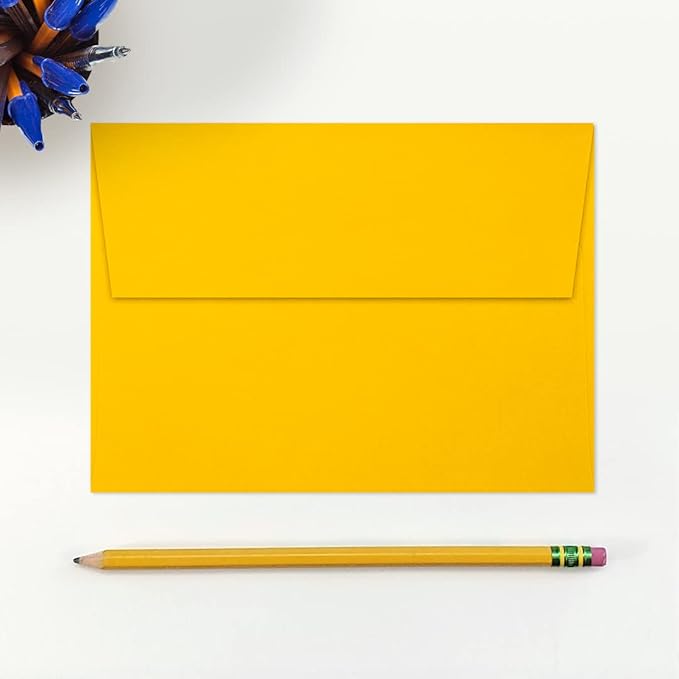 LUXPaper A7 Invitation Envelopes | Peel & Press | 5 1/4" x 7 1/4" | Sunflower Yellow | 80lb. Text | 1,000 Qty