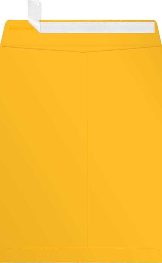 LUXPaper 9 x 12 Open End Envelopes | Peel & Press | Sunflower Yellow | 80lb. Text | 250 Qty