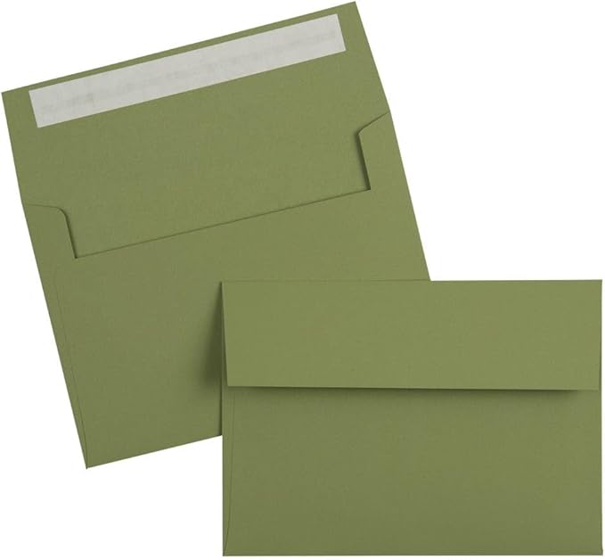 LUXPaper A7 Invitation Envelopes | Peel & Press | 5 1/4" x 7 1/4" | Olive Green | 70lb. Text | 50 Qty