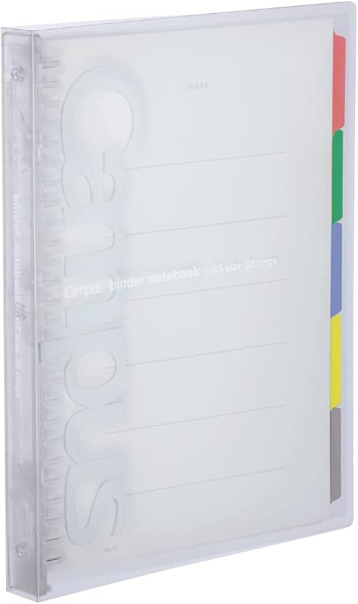 Kokuyo Campus Slide Binder with 5 Tab Dividers, Middle Type, B5, 26 Holes, Up to 100 Sheets, Transparent, Japan Import (RU-P333NT)