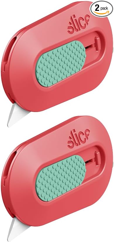 Slice Mini Box Cutter | Manual Retracting | Safe Ceramic Box Cutter Lasting 11x Longer than Metal | Box Opener | 2 Pack | Orange