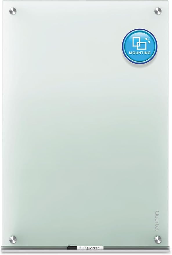 Quartet Whiteboard, Glass Dry Erase Board, Non-Magnetic, 36"W x 24"H, Infinity Frameless Mounting, Includes Dry Erase Marker, Frosted White (G3624F)