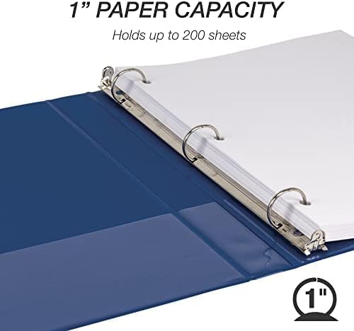 Samsill 1 Inch 3 Ring Binders, Economy Round Ring, Clear View Cover, 200 Sheet Capacity - for School, Home, Office - Blue, 4 Pack