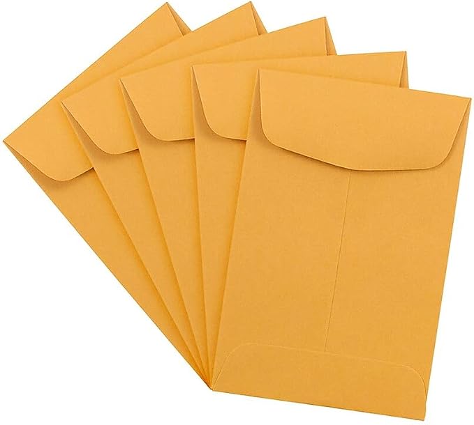 JAM PAPER #4 Coin Business Commercial Envelopes - 3 x 4 1/2 - Brown Kraft Manila - 50/Pack