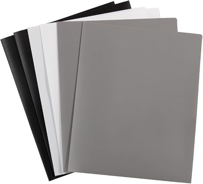 JAM PAPER Plastic 2 Pocket POP Folders - Durable School Folders - Assorted Business Colors - 6/Pack