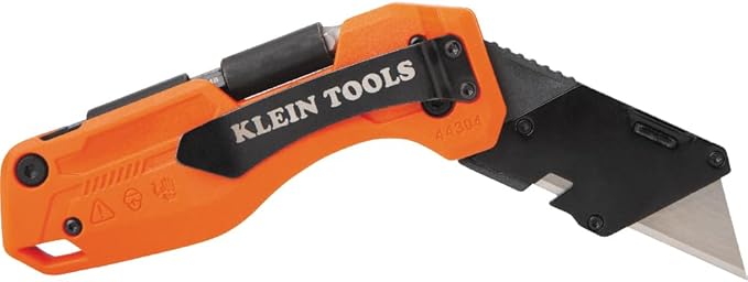 Klein Tools 44304 Folding FLICKBLADE Utility Knife, Compact, Removable Impact Driver, 1/4-Inch Nut Driver and #2 Phillips Bit