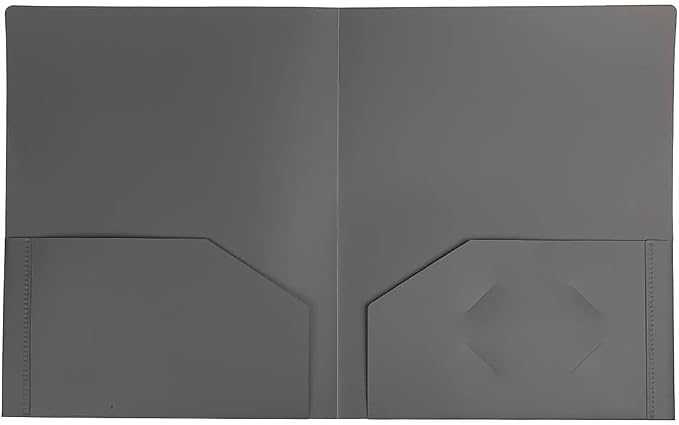 JAM PAPER Heavy Duty Plastic 2 Pocket Extra Tough School Folders - Grey - 6/Pack