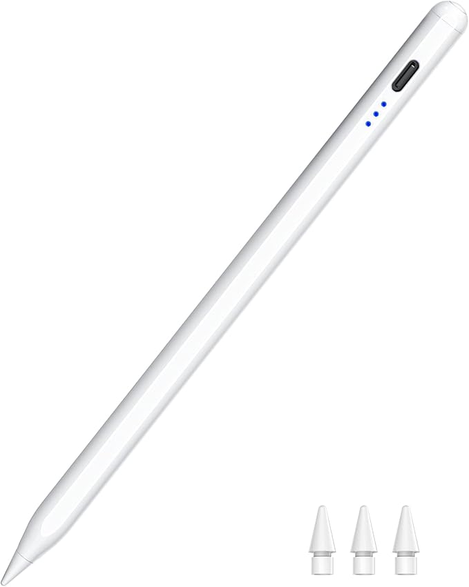 Stylus Pen for iPad 2018-2025, 15 Mins Fast Charging Pencil (1st Generation) with Plam Rejection & Tilt Magnetic Digital Pens for iPad 6-9/10/11, Air 3/4/5/M2/M3, Mini 5/6/7, Pro 11/12.9/M4/M5