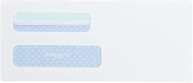 Quality Park #8 5/8 Security Envelopes,Double Window,Self Seal Envelopes for Invoices/Statements,3-5/8" x 8-5/8",24 lb White,500/Box (QUA24539),(Pack of 5)