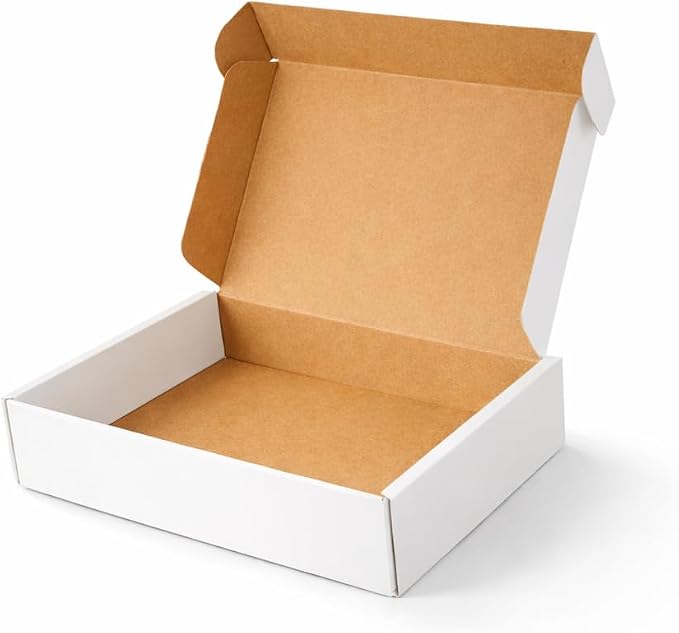 Corrugated Shipping Boxes 7x5x2Inches, 60Pack Kraft Cardboard Literature Mailers, Durable Small Business Mailing Boxes for Packaging & Shipping Supplies, White,Shipping boxes made from recycled paper