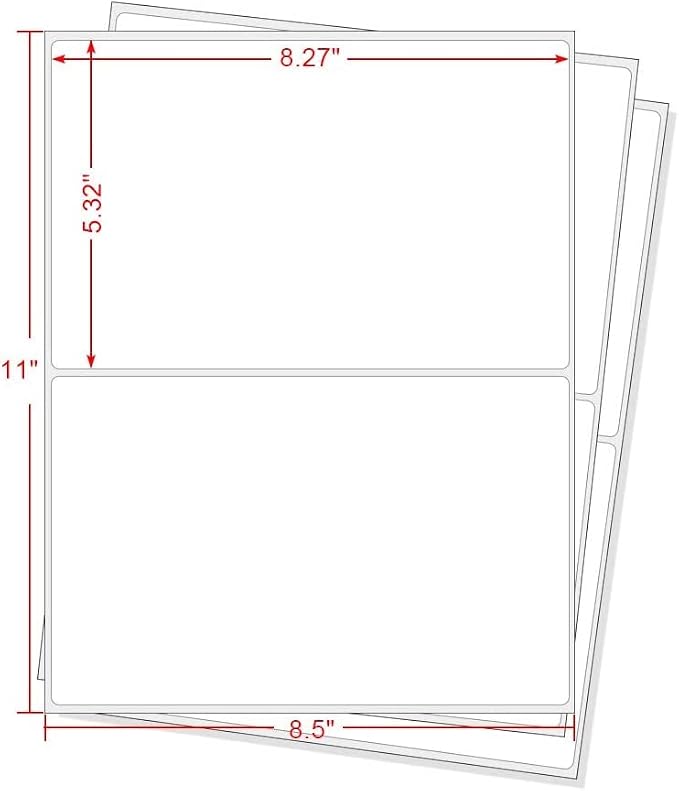 MFLABEL® Round Conrner Half Sheet Shipping Labels 2-UP Click-n-Ship Mailing Postage Labels(1000Labels)