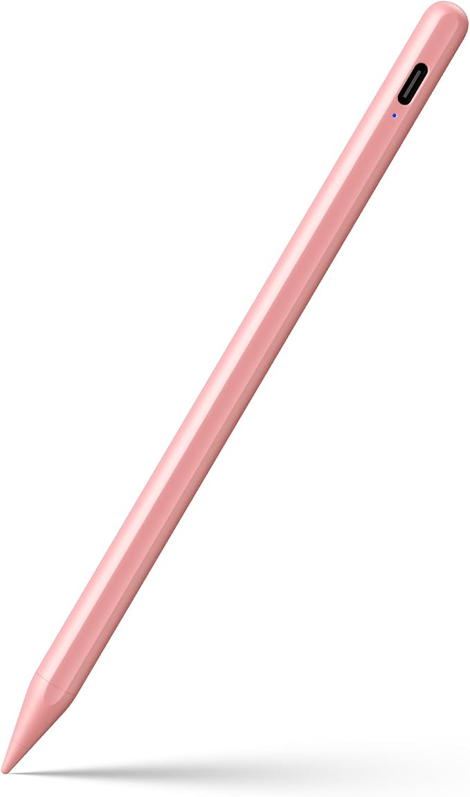 Stylus Pen for iPad 6th-11th Generation-2X Fast Charge Active Pencil Compatible with 2018-2026 Apple iPad Pro 11"/12.9"/M4, iPad Air 3/4/5/M2/M3/M4,iPad mini 5/6/7 Gen-Pink | Tilt Sensitivity, USB-C Charge, Compatible with 2018-2026 Apple Pencil iPad P...