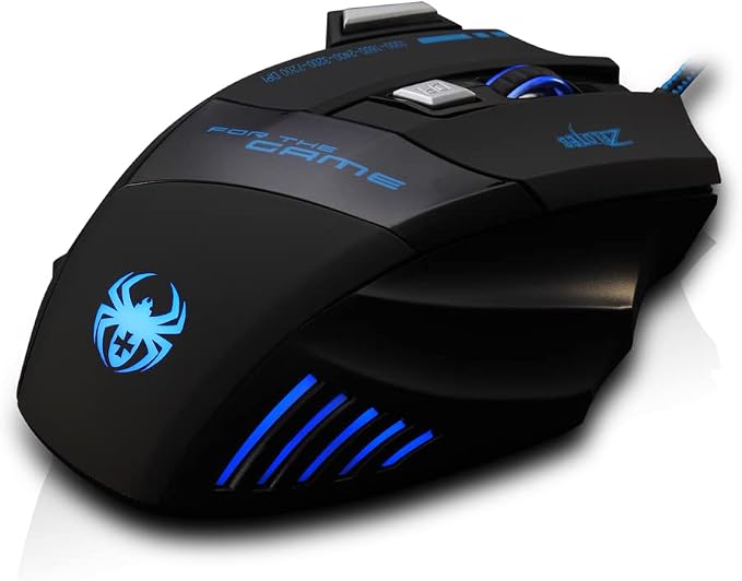 zelotes Wired Gaming Mouse with Fire Button,7200 DPI,7 Buttons,Ergonomic Design,LED Illumination,Corded Optical Mouse Mice for Laptop,PC,Mac,Black