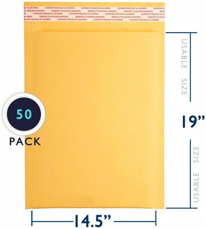 50 PC #7 14.25x20 Inches 50 Pack Inches Kraft Bubble Mailers Yellow Shipping Padded Envelopes Self Seal Waterproof Cushion Envelopes