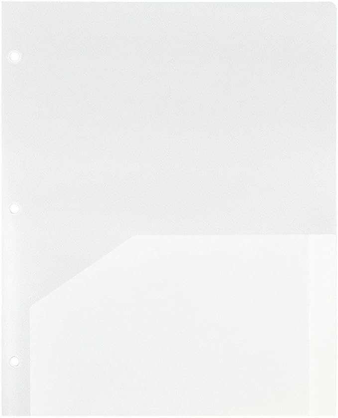 JAM PAPER Heavy Duty Plastic 3 Hole Punch Pocket Folders - Extra Tough School Folders - Clear - Bulk 144/Box