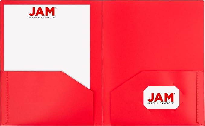 JAM PAPER Heavy Duty Plastic 2 Pocket Extra Tough School Folders - Assorted Primary Colors - 24 Folders/Pack (4 Assorted Packs of 6)