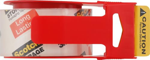 Scotch Long Lasting Storage Shipping Packaging Tape, 1.88" x 38.2 yd, 1 Roll with Dispenser (3650S-RD-ESF) (Pack of 2)