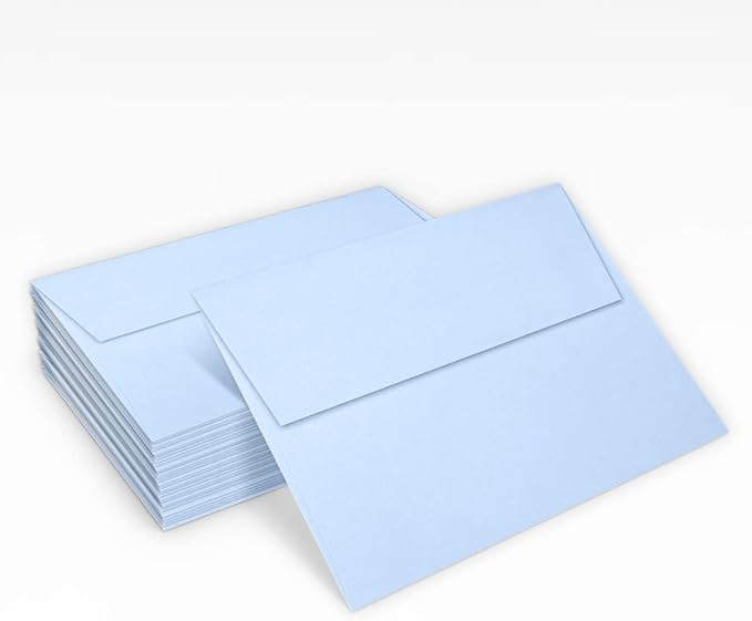 LUXPaper A7 Invitation Envelopes | Peel & Press | 5 1/4" x 7 1/4" | Baby Blue | 80lb. Text | 50 Qty